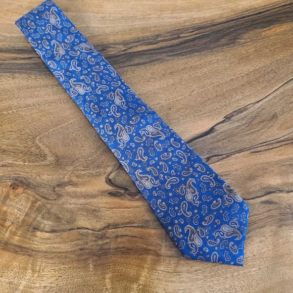 Pierre Balmain Blue Paisley 100% Silk Tie - Picture 1 of 4